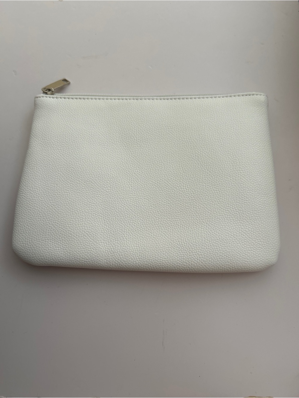 Minimalist Faux Leather Cosmetic Pouch - white